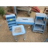 Image 1 : 4 BLUE PAINTED ITEMS - STOOL, SM. SHELF, ETC.