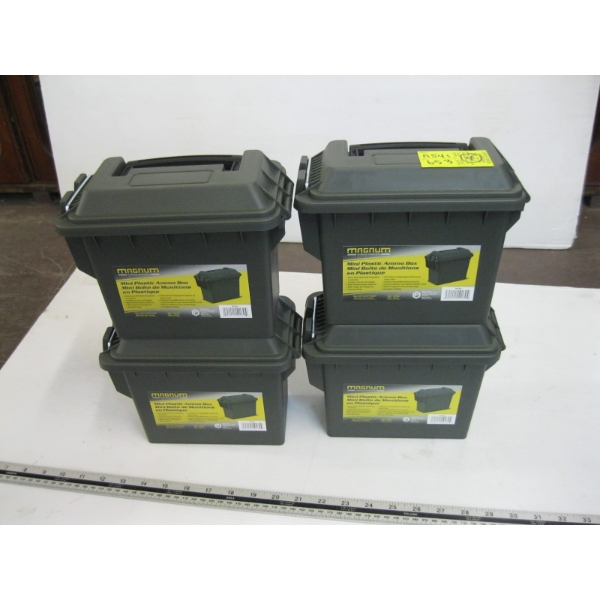4 MINI PLASTIC AMMO BOXES