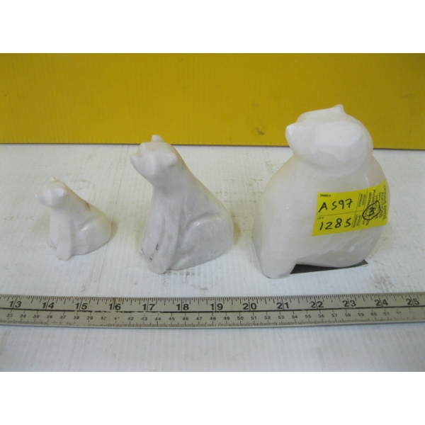 3 ALABASTER CARVED BEARS