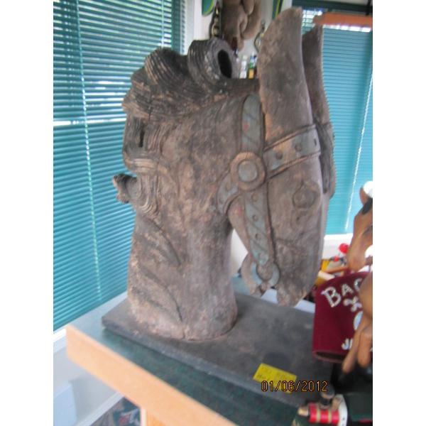 PAIR OF CARVED HORSE HEADS