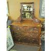 Image 1 : 4 DRAWER ANTIQUE DRESSER W/MIRROR & 2 SM. DRAWERS