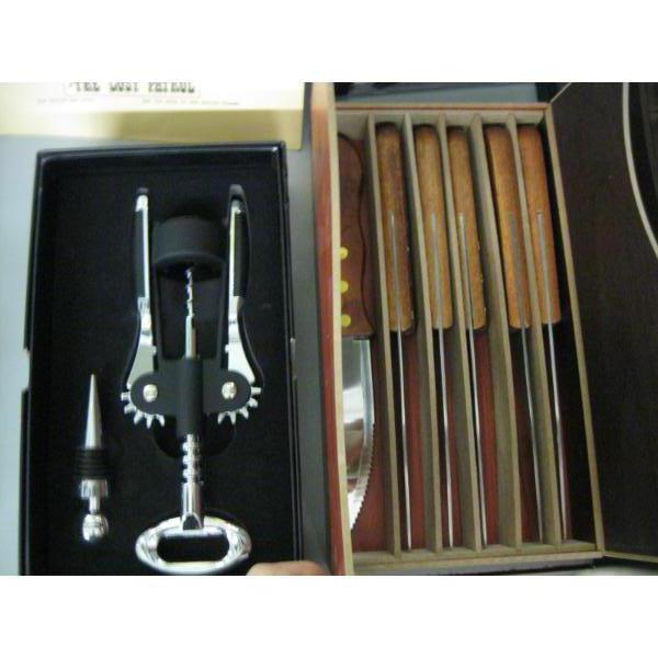 STEAK KNIFE SET & WINE BOTTLE OPENER