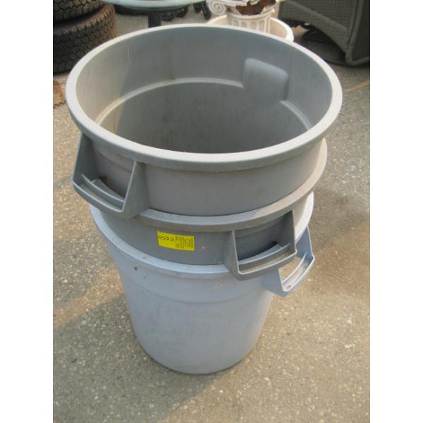 3 BLUE GARBAGE CANS