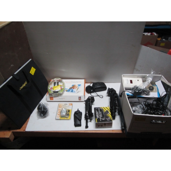 MISC. CANVAS TRANSFER KIT, CAMERAS, TRIPODS, ETC.