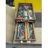 Image 4 : 2 WOODEN CABINETS - 1 - 3 DRAWER, 1 - 2 DRAWER - W/ASST. CONTENTS: DRILL BITS, PUNCHES, ETC.