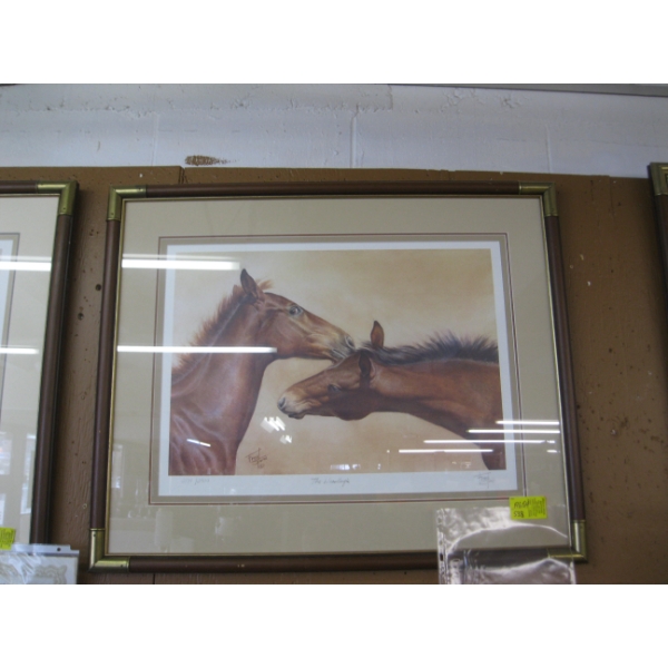 FRAMED PRINT BY FRED STONE, 2179/2900 "WEANLINGS" W/CERTIFICATE