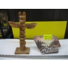 Image 1 : WOODEN CARVED TOTEM POLE & A PAINTED ROCK