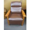 Image 3 : WOOD FRAMED LEATHER LOOK RECLINER