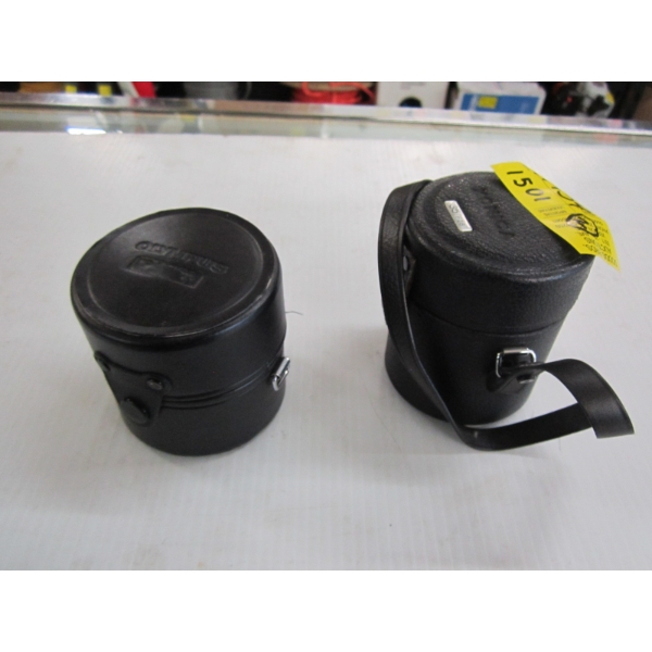 OLYMPUS LENS & A KONICA LENS IN CASES