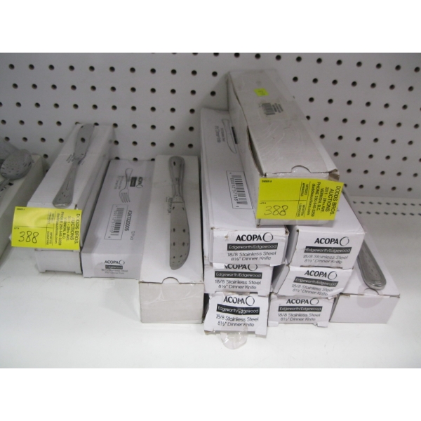 ASST. STAINLESS STEEL DINNER KNIVES, PACKAGE OF FORKS, BUTTER KNIVES - EDGEWOOD PATTERN