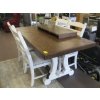 Image 1 : DARK WOOD TOP DINING TABLE W/4 LIGHT COLORED CHAIRS