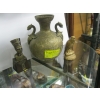 Image 1 : INTERESTING BRASS DRAGON HANDLE VASE & 2 SMALLER BRASS PIECES