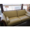 Image 2 : 2 PIECE WOOD FRAMED BEIGE LEATHER COUCH & LOVESEAT