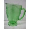 Image 2 : DEPRESSION GREEN GLASS PITCHER, 6 CUPS & 8 WINEGLASSES