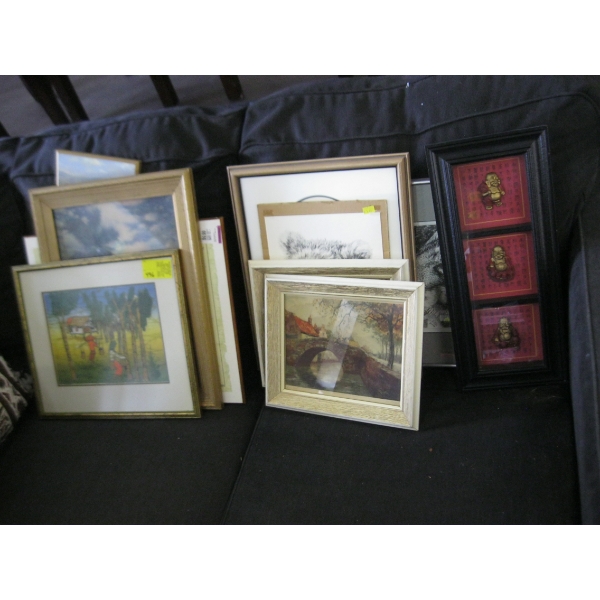 LG. LOT OF ASST. FRAMED PICTURES, PRINTS, ETC.