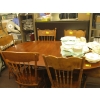 Image 2 : OAK SINGLE PEDESTAL DINING TABLE W/6 PRESSBACK CHAIRS