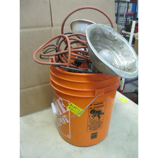 5 GALLON BUCKET W/ASST. LIGHTS, ETC.