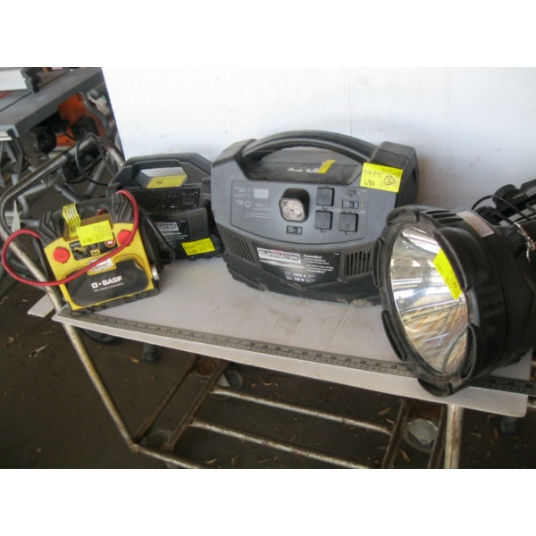 2 ELIMINATOR POWER BOXES & YELLOW POWER BOX AND LG FLASHLIGHT AS IS