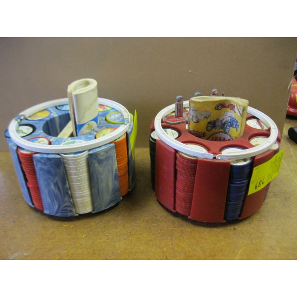 PLASTIC JELLO POGS & HOLDERS