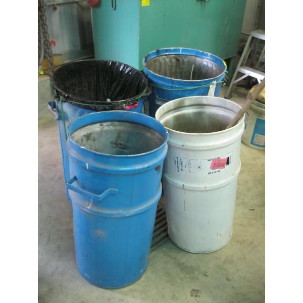 2 GARBAGE CANS & 2 - 15 GALLON CANS