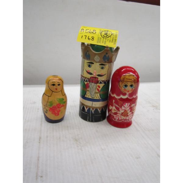 3 WOODEN NESTING DOLL SETS