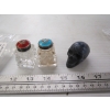 Image 1 : CUT CRYSTAL W/STERLING CAP SALT & PEPPER SHAKER & A COLLECTIBLE BLUE SKULL CARVING