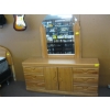 Image 11 : OAK BEDROOM SUITE - MIRRORED DRESSER, HIGHBOY CHEST OF DRAWERS, HEADBOARD & 2 DRAWER NIGHTSTAND