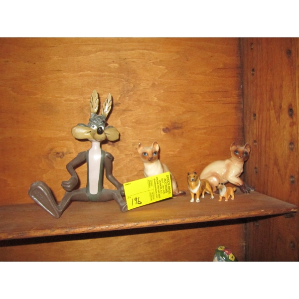 COYOTE FIGURINE, SM. CAT FIGURINES, SM. DOG FIGURINES