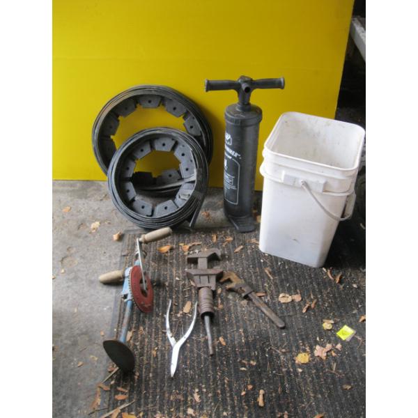 DRILL, WRENCHES, PUMP, ETC.