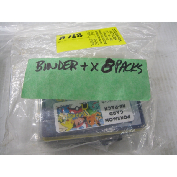 10 PACK OF POKEMAN CARDS & A BINDER W/8 PACK POKEMAN CARDS