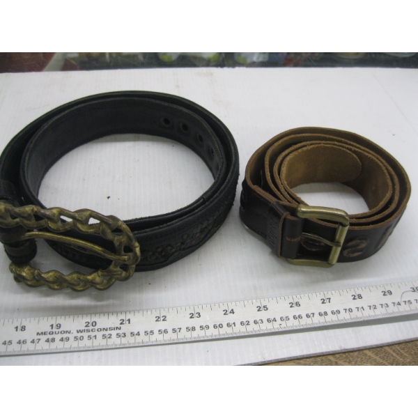 2 LEATHER BELTS W/BUCKLES