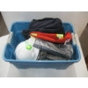 Image 1 : BIN OF MISC. WORK CLOTHES - HELMET, ETC.