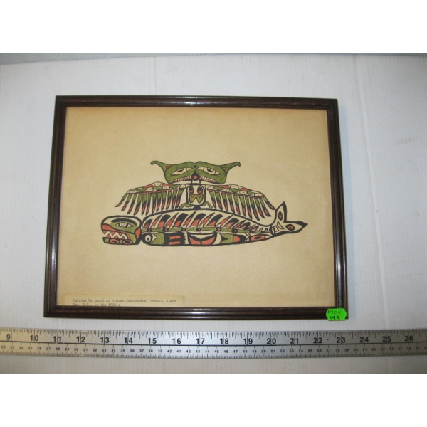 1920s PAINTED NATIVE ART FROM RESIDENTIAL SCHOOL IN ALERT BAY