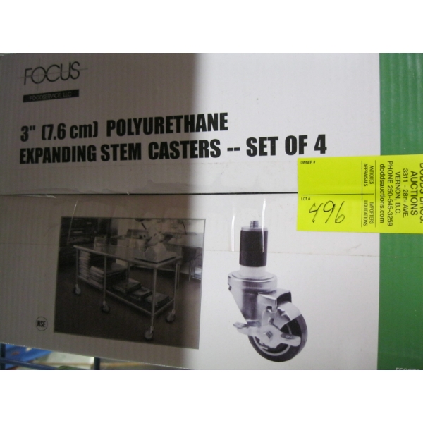 SET OF 4 - 3" CASTORS W/EXPANDABLE STEM