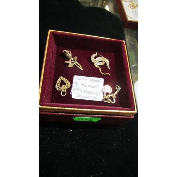 10KT ASST. PENDANTS, EARRINGS, ETC., 3G TOTAL