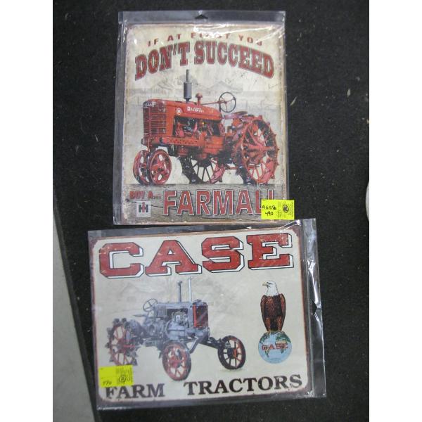 2 METAL TRACTOR SIGNS