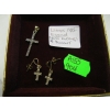 Image 3 : 14KT DIAMOND CROSS EARRINGS & PENDANT