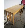 Image 3 : PINE STUDENT DESK, BLACK END TABLE, PINK IRONING BOARD W/IRON