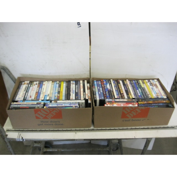 2 BOXES OF DVDs