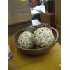 Image 3 : DECORATIVE WOODEN BOWL W/2 GLASS VASES & ASST. WICKER BALLS