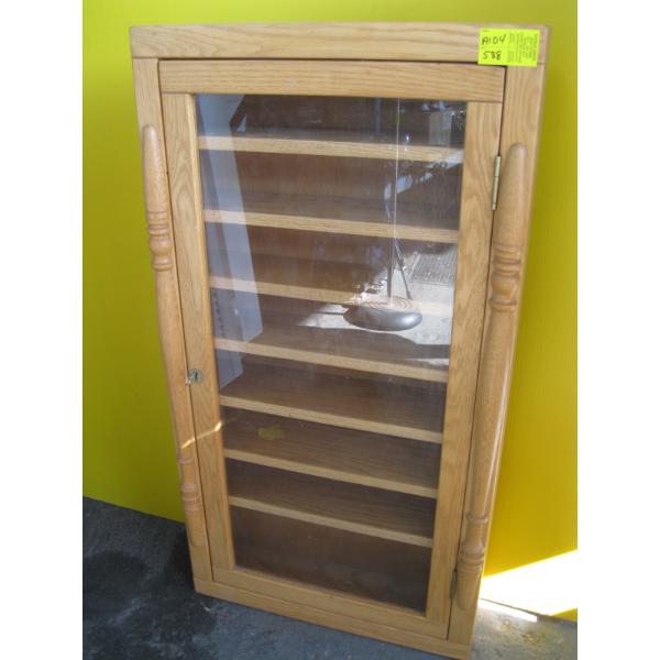 GLASS DOOR WOODEN WALL HANG SHELF