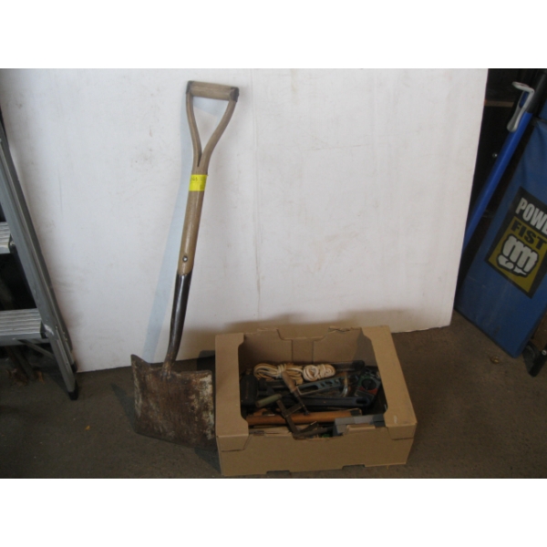 MISC. TOOLS, PIPE WRENCH, SHOVEL, ELECTRICAL TESTER, ETC.