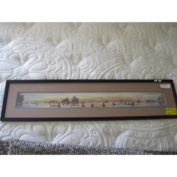 FRAMED PRINT OF THE WHALES IN BAY BY GORDON HENCHEL