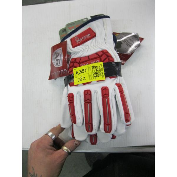 2 PAIR OF WATSON VAN GOAT SZ XL GLOVES - RED & WHITE