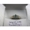 Image 3 : LADIES 10KT RING W/MULTIPLE DIAMONDS & EMERALD 'AS IS' STONE - 2.5G - SZ 6 1/2