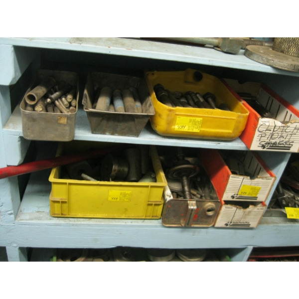 SHELF OF ASST. DRIVER BOLTS, CLUTCH PILOTS, PILOT SHAFTS, ETC.