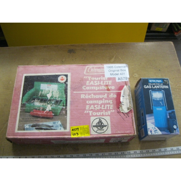 DELUXE POP UP GAS LANTERN & A COLEMAN CAMPSTOVE W/ORIGINAL BOX