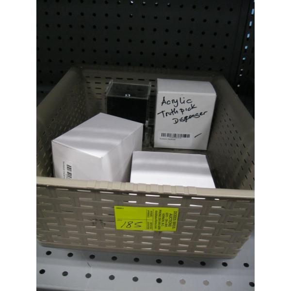 PLASTIC BIN W/3 TOOTHPICK DISPENSERS