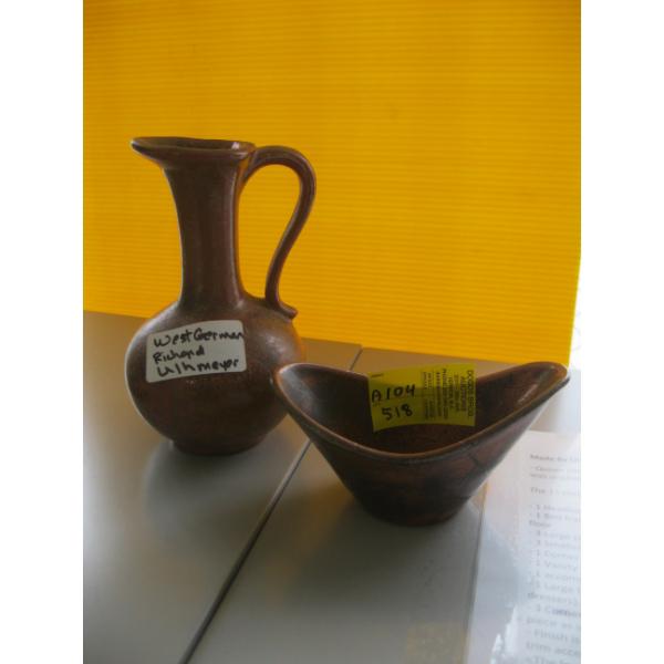 2 MCM WEST GERMAN RICHARD UHLEMEYER VASE & DISH