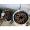 Image 2 : GALVANIZED CAN OF METAL DRIVE CHAIN & BUCKET OF MISC. VALVES, CHAIN, ETC.